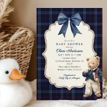Chuva de Bebê Menino Urso de Pelúcia Xadrez Azul M