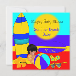 Convite Chuva de Bebê Menino Verão Praia Bebê Surfe