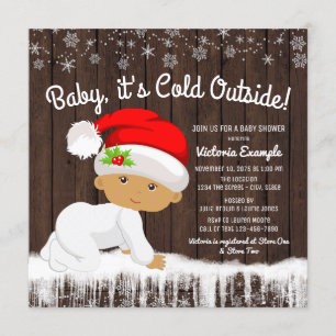 Convite Chuva de Bebê Meninos Natal Bebê É Frio Lá Fora