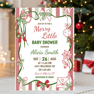 Convite Chuva de Bebê Merry Little Manuscrita Doodle