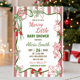 Convite Chuva de Bebê Merry Little Manuscrita Doodle
