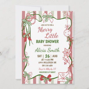 Convite Chuva de Bebê Merry Little Manuscrita Doodle