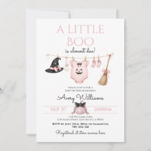 Convite Chuva de Bebê Minimal Boo Halloween Rosa