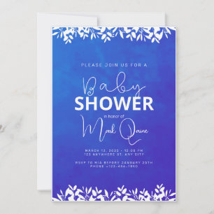 Convite Chuva de Bebê Minimalista Azul