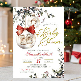 Convite Chuva de Bebê Minimalista de Natal de Inverno