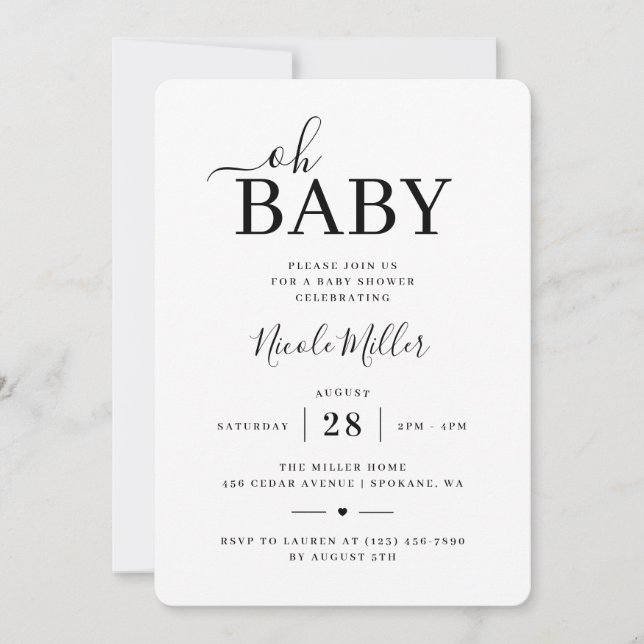 Convite Chuva de Bebê Minimalista Elegante (Frente)