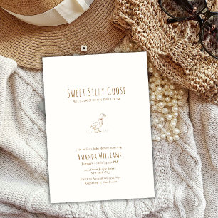 Convite Chuva de Bebê Minimalista Elegante Boho Silly Goos