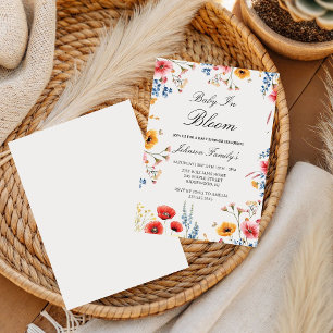 Convite Chuva de Bebê Moderna e Elegante 'Baby In Bloom' p