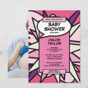 Convite Chuva de Bebê Moderno Bebê Menina Rosa Foto