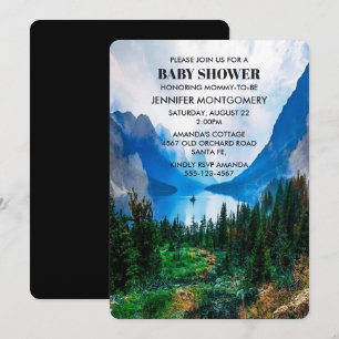 Convite Chuva de Bebê Montanhas Rústicas do Campo Cena da 