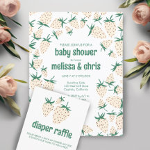 Chuva de Bebê Morango Branco Pineberry CUSTOM CUTE