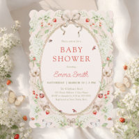 Chuva de Bebê Morango Flor Silvestre Renda Quadro
