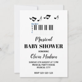 Convite Chuva de Bebê Musical Preto e Branco Neutro em Gên