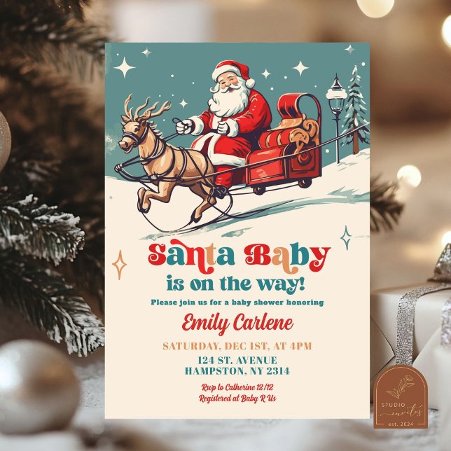 Convite Chuva de Bebê Natal Baby no Natal Retrô (Criador carregado)
