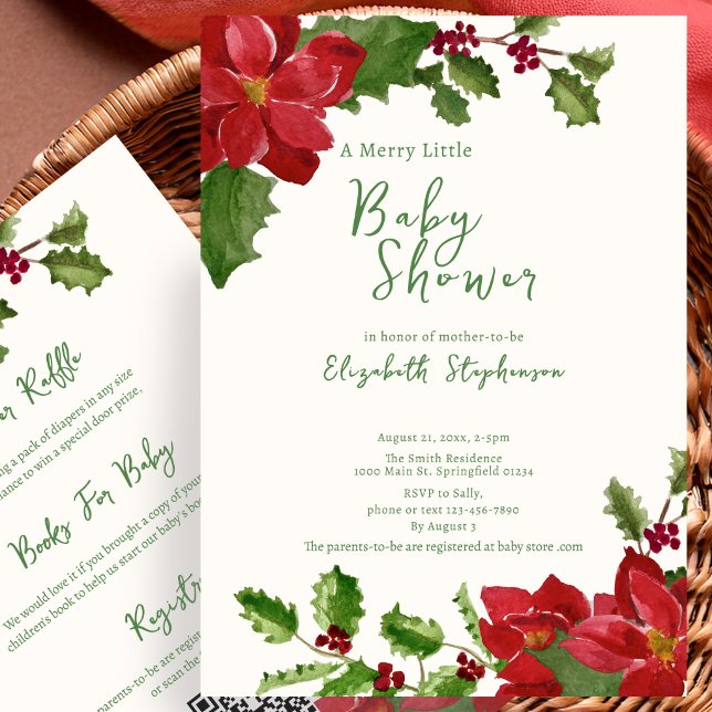 Convite Chuva de Bebê Natal Elegante de Dois Lados (Criador carregado)