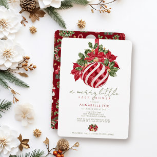 Convite Chuva de Bebê Natal Enfeite Vermelho Alegre