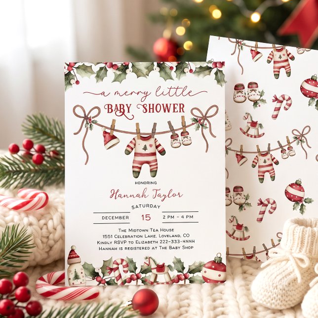 Convite Chuva de Bebê Natal Merry Little (Criador carregado)