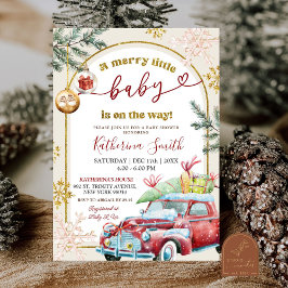 Convite Chuva de Bebê Natalina Retro Merry Little Baby
