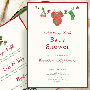 Convite Chuva de Bebê Natalino Elegante de Dois Lados com