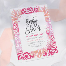 Chuva de Bebê Náutica Coral Rosa e Água-Viva Menin