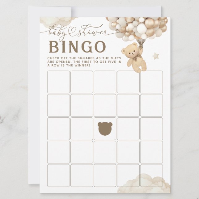 Convite Chuva de Bebê Neutro com Balões Jogo de Chá de Beb (Frente)