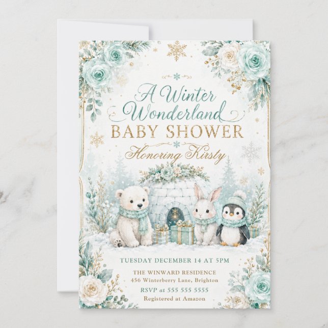 Convite Chuva de Bebê no Inverno Mágico (Frente)