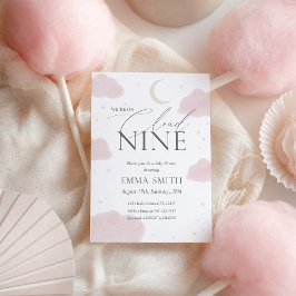 Convite Chuva de Bebê Nove Nuvem de Aquarela Rosa