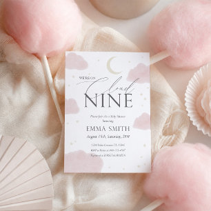 Convite Chuva de Bebê Nove Nuvem de Aquarela Rosa