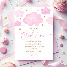 Convite Chuva de Bebê Nuvem Rosa Sonhadora