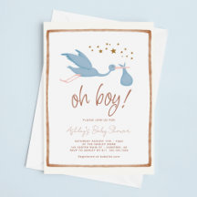 Chuva de Bebê Oh Boy Boho Stork
