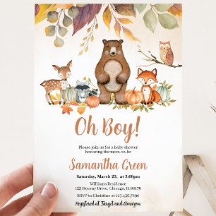Convite Chuva de Bebê Oh Boy Fall Woodland