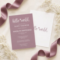 Chuva de Bebê Olá Mundo Minimalista Rosa Velho