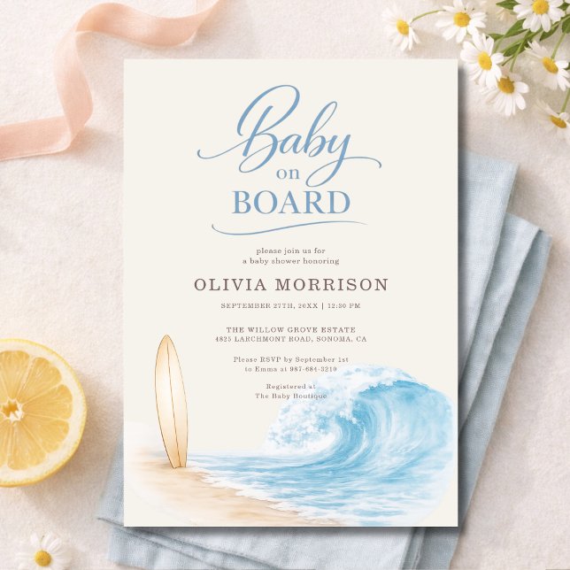 Convite Chuva de Bebê Onda de Surf Baby Shower (Criador carregado)