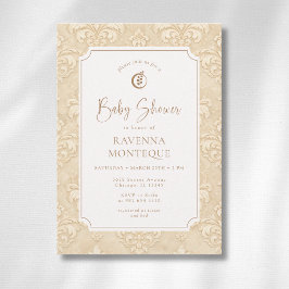 Convite Chuva de Bebê Ornamento Marrom Natural Suave Folha