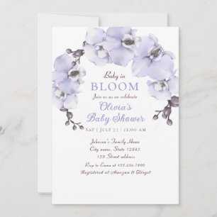 Convite Chuva de Bebê Orquídea Lavanda Elegante