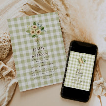 Chuva de Bebê Outono em Flor Gingham Girassol Baby