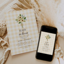 Chuva de Bebê Outono em Flor Gingham Girassol Baby
