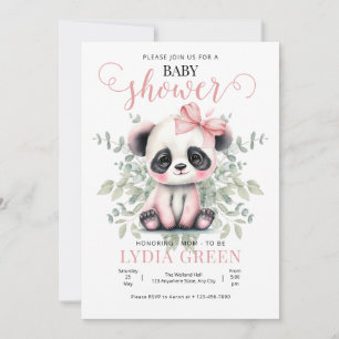 Convite Chuva de bebê Panda verde Menina chuva de bebê