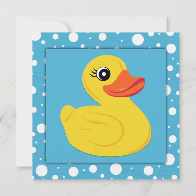 Convite Chuva de Bebê Pato de Borracha Amarelo (Frente)