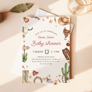 Convite Chuva de Bebê Pequeno Cowboy Ocidental
