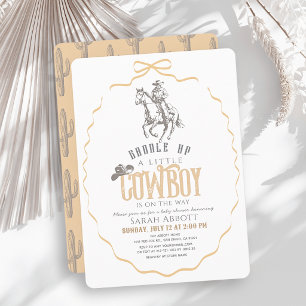 Convite Chuva de Bebê Pequeno Cowboy Western Bege