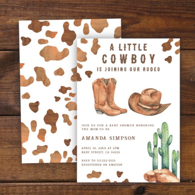 Convite Chuva de Bebê Pequeno Cowboy Western Rodeio  (Criador carregado)