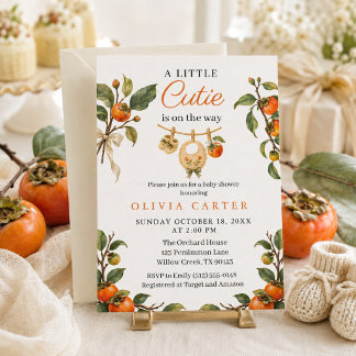 Convite Chuva de Bebê Persimmon Little Cutie Baby