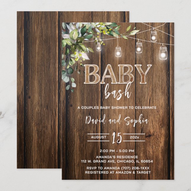 Convite Chuva de Bebê Personalizada Bash (Frente/Verso)