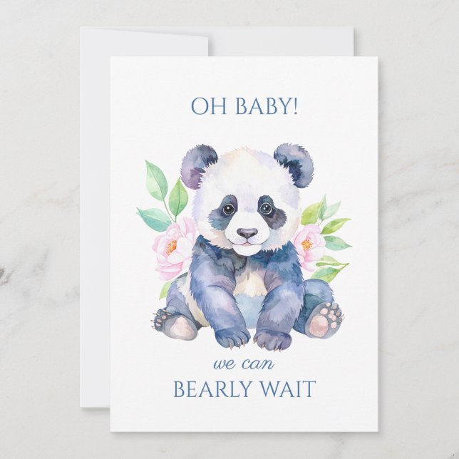 Convite Chuva de Bebê Personalizada do Panda Bebê (Frente)