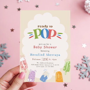 Convite Chuva de Bebê Picolé Colorido Moderno Pronto para