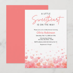 Convite Chuva de Bebê Pink e Red A Little Sweetheart