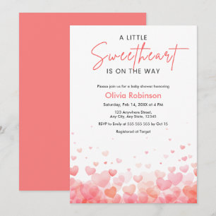 Convite Chuva de Bebê Pink e Red A Little Sweetheart
