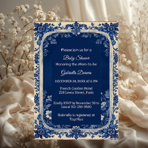 Convite Chuva de Bebê Poética Elegante Toile Francesa Pari