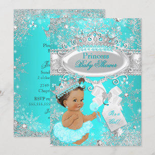Convite Chuva de Bebê Princesa Aqua Morena Maravilha